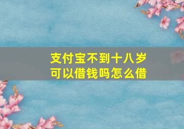 支付宝不到十八岁可以借钱吗怎么借