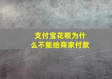 支付宝花呗为什么不能给商家付款