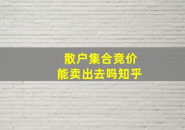 散户集合竞价能卖出去吗知乎