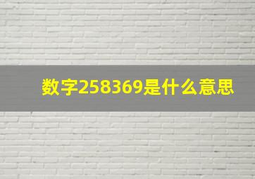 数字258369是什么意思