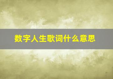 数字人生歌词什么意思