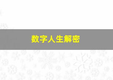 数字人生解密