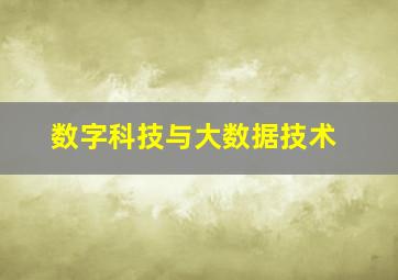 数字科技与大数据技术