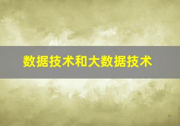 数据技术和大数据技术