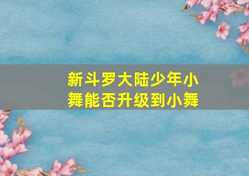 新斗罗大陆少年小舞能否升级到小舞