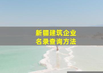 新疆建筑企业名录查询方法