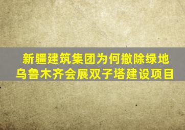 新疆建筑集团为何撤除绿地乌鲁木齐会展双子塔建设项目