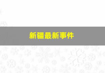 新疆最新事件