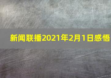 新闻联播2021年2月1日感悟