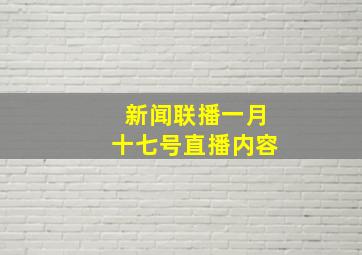 新闻联播一月十七号直播内容