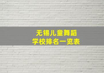 无锡儿童舞蹈学校排名一览表