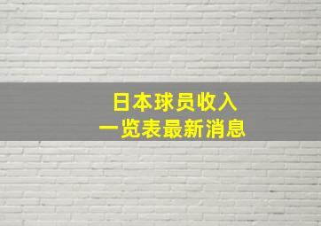 日本球员收入一览表最新消息