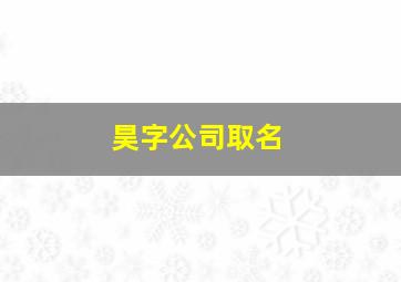 昊字公司取名