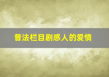 普法栏目剧感人的爱情