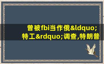 曾被fbi当作俄“特工”调查,特朗普发飙:太侮辱我!