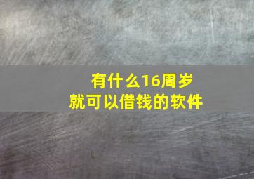 有什么16周岁就可以借钱的软件