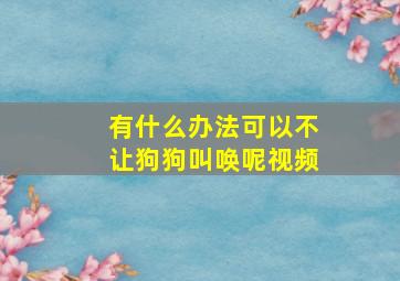 有什么办法可以不让狗狗叫唤呢视频