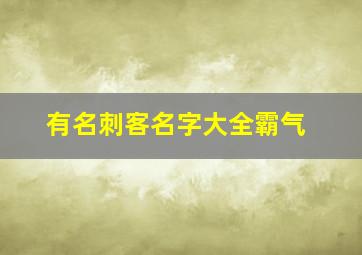 有名刺客名字大全霸气