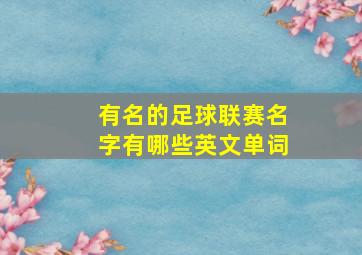 有名的足球联赛名字有哪些英文单词