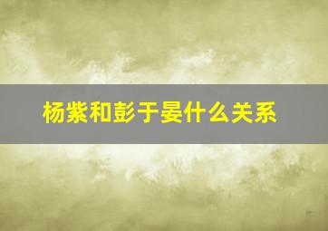 杨紫和彭于晏什么关系