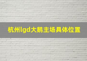 杭州lgd大鹅主场具体位置