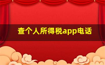 查个人所得税app电话