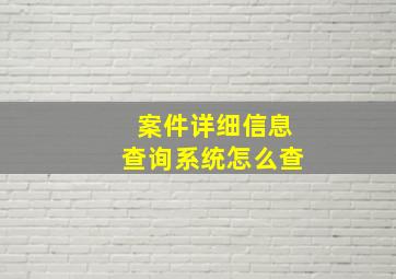 案件详细信息查询系统怎么查