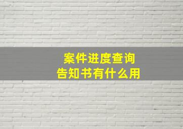 案件进度查询告知书有什么用