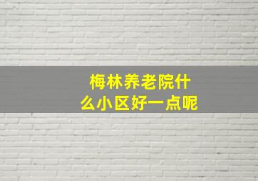 梅林养老院什么小区好一点呢