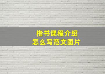 楷书课程介绍怎么写范文图片