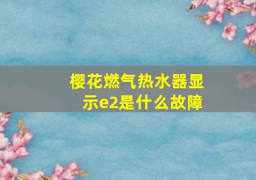 樱花燃气热水器显示e2是什么故障