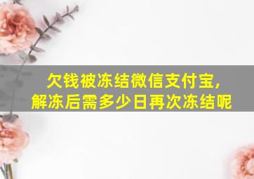 欠钱被冻结微信支付宝,解冻后需多少日再次冻结呢