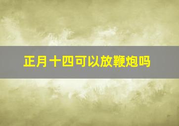 正月十四可以放鞭炮吗