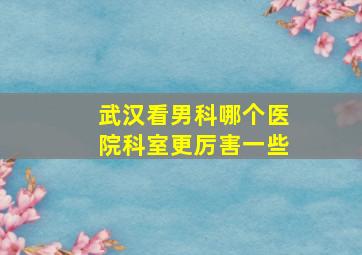 武汉看男科哪个医院科室更厉害一些