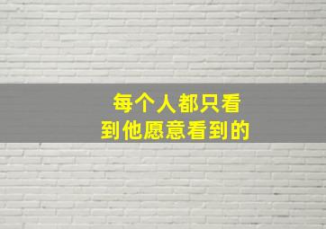 每个人都只看到他愿意看到的