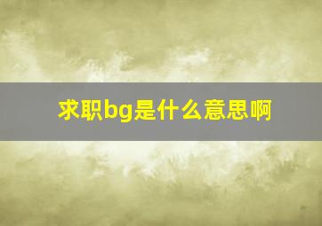 求职bg是什么意思啊