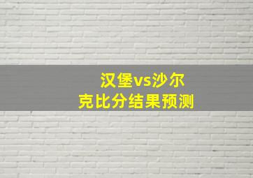 汉堡vs沙尔克比分结果预测