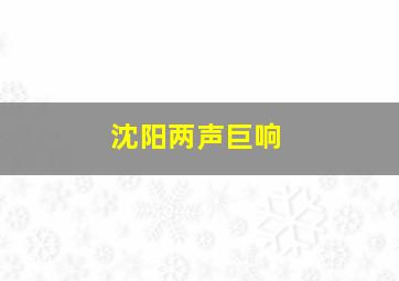 沈阳两声巨响