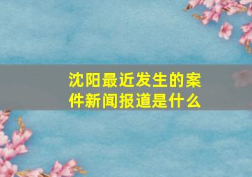 沈阳最近发生的案件新闻报道是什么