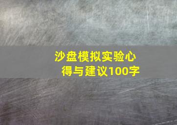 沙盘模拟实验心得与建议100字