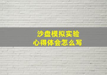 沙盘模拟实验心得体会怎么写