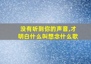 没有听到你的声音,才明白什么叫想念什么歌