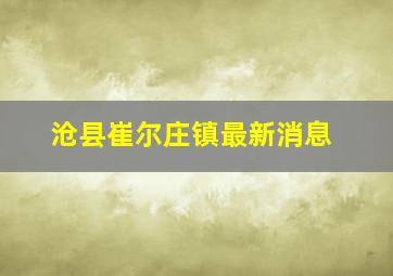 沧县崔尔庄镇最新消息