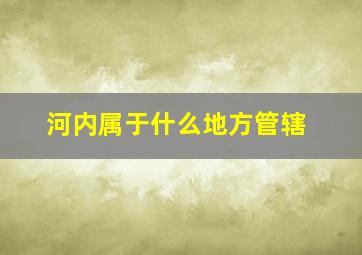 河内属于什么地方管辖