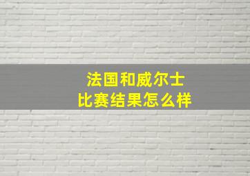 法国和威尔士比赛结果怎么样