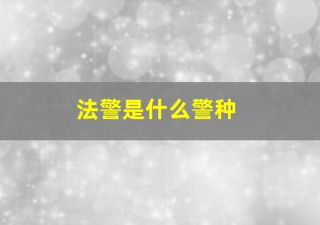 法警是什么警种