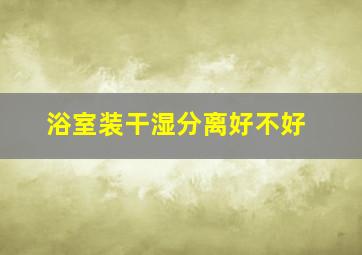 浴室装干湿分离好不好