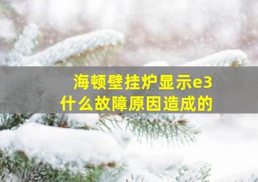 海顿壁挂炉显示e3什么故障原因造成的