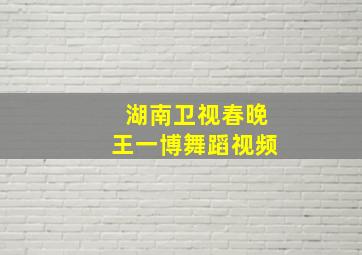 湖南卫视春晚王一博舞蹈视频