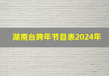 湖南台跨年节目表2024年